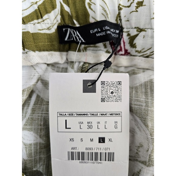 Zara Floral Print Linen Blend Pants Size L NWT - Picture 6 of 9